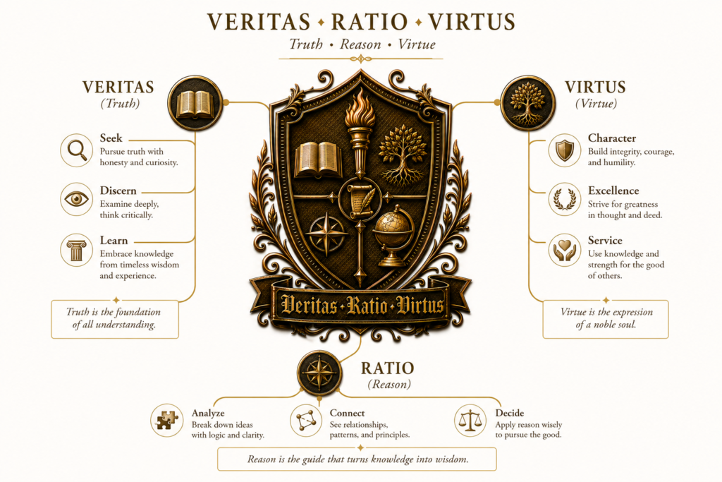 Veritas, Ratio, Virtus